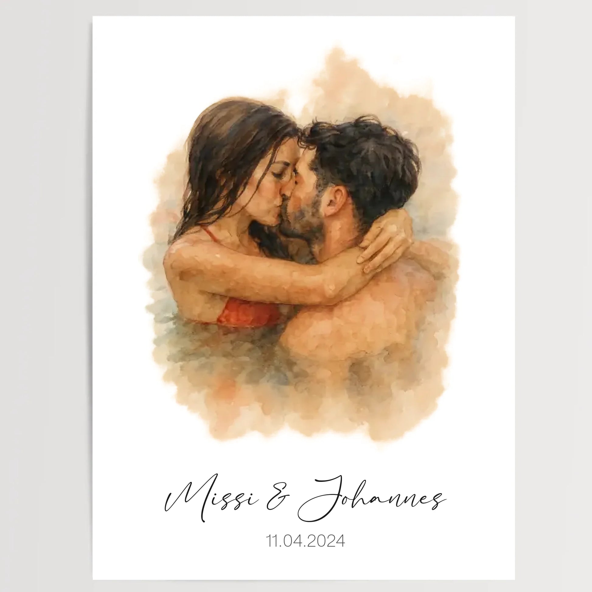 3x4 Poster personalisiertes Paar Aquarell Bild 