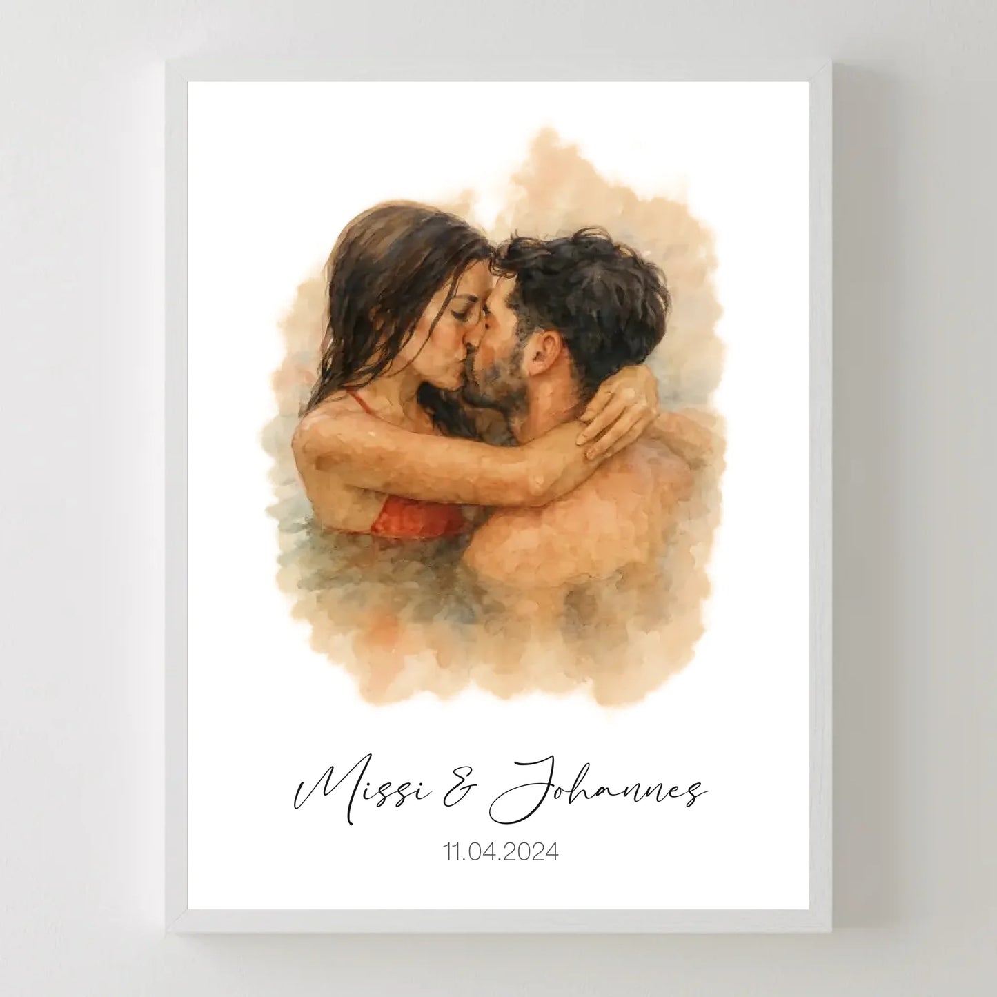 3x4 Mockup weiss personalisiertes Paar Aquarell Bild 