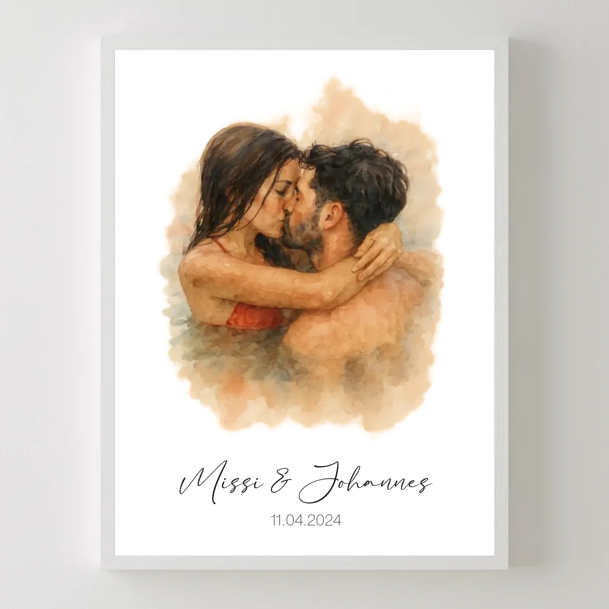 3x4 Mockup weiss personalisiertes Paar Aquarell Bild 