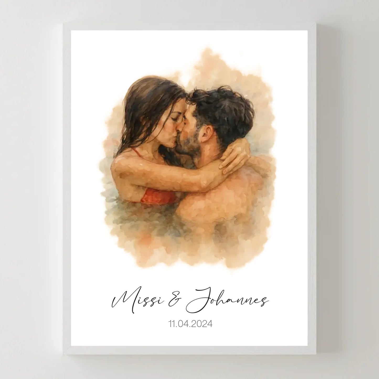 3x4 Mockup weiss personalisiertes Paar Aquarell Bild 