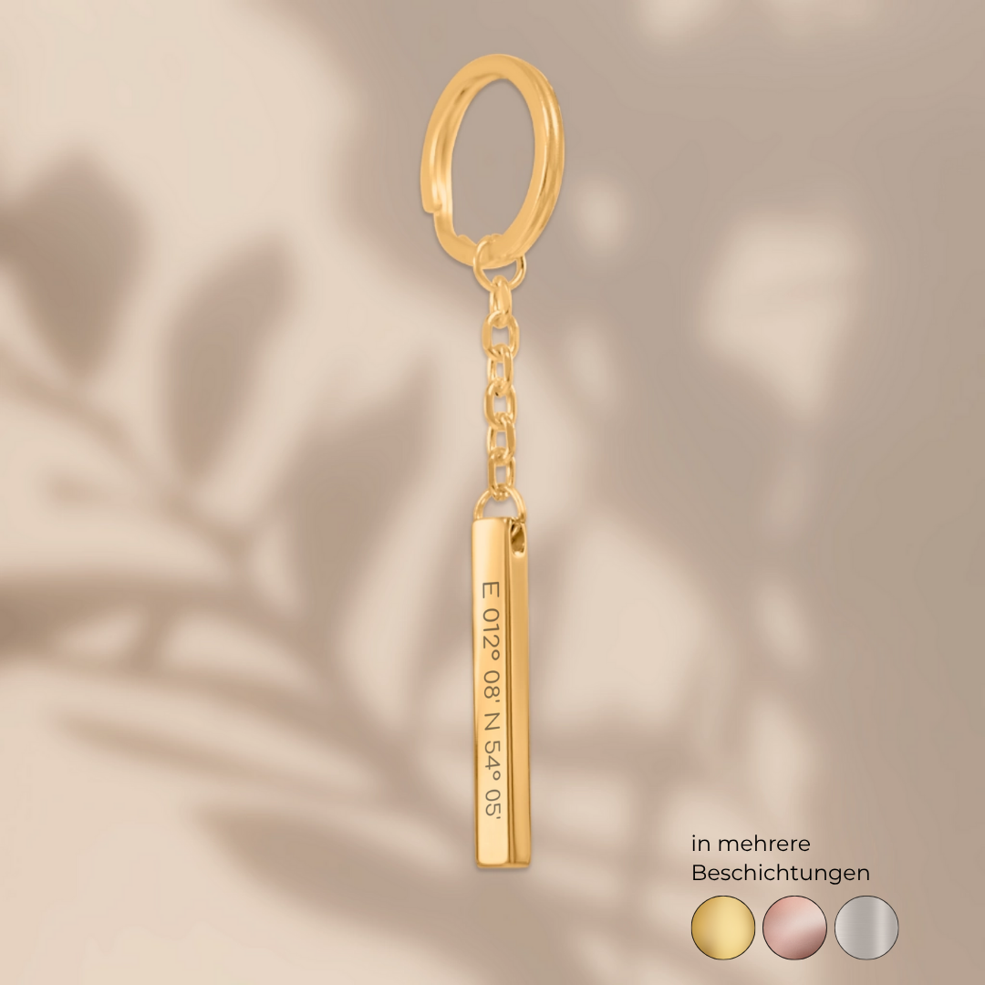 Gravierter Koordinaten 3D Barren - personalisierter Anhänger